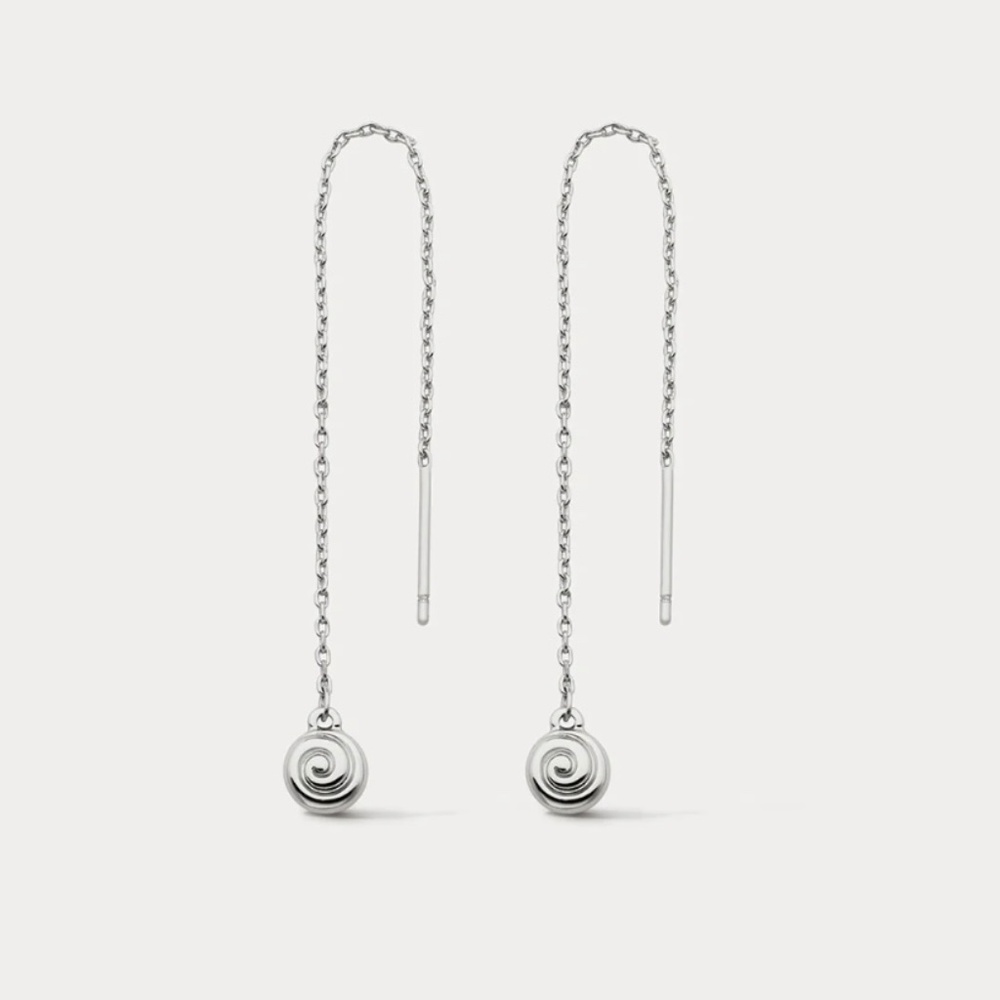 LUV AJ SEASHELL THREADER EARRINGS in silver